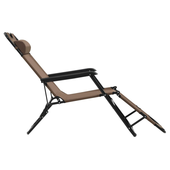 Folding sun loungers 2 pieces with footrest brown