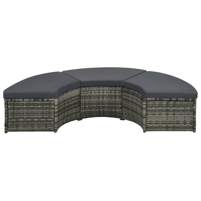 7-tlg. Garten-Lounge-Set mit Auflagen Poly Rattan Grau