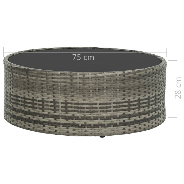 7-tlg. Garten-Lounge-Set mit Auflagen Poly Rattan Grau