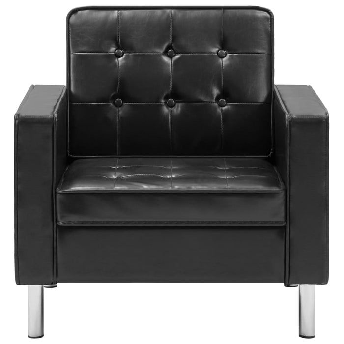 Black faux leather armchair