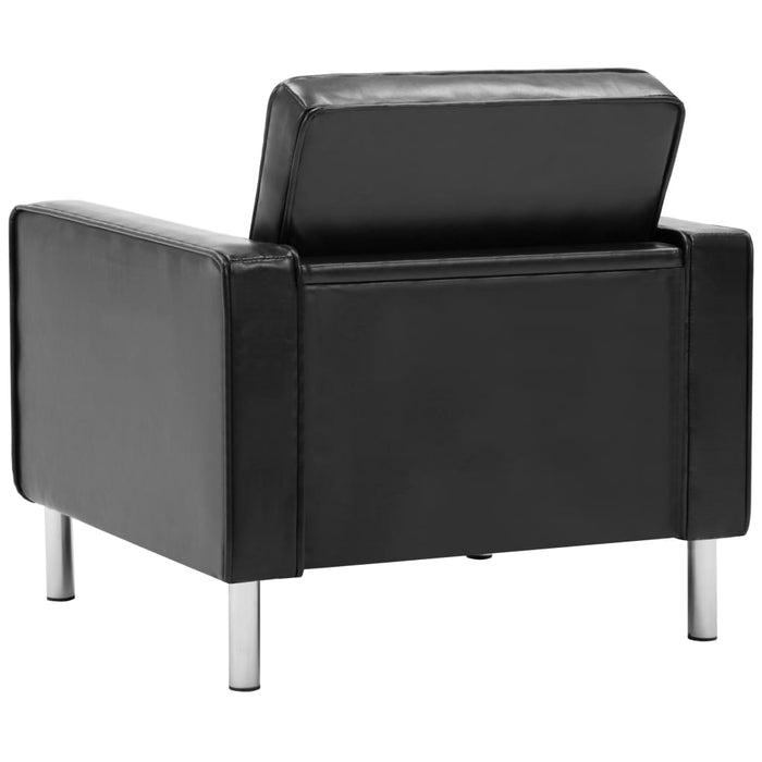 Black faux leather armchair
