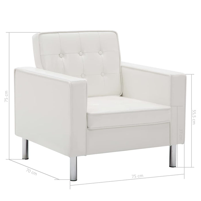 Armchair white faux leather