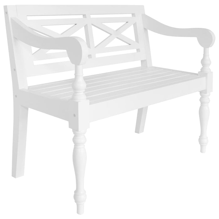 Batavia bench 98 cm mahogany solid wood white