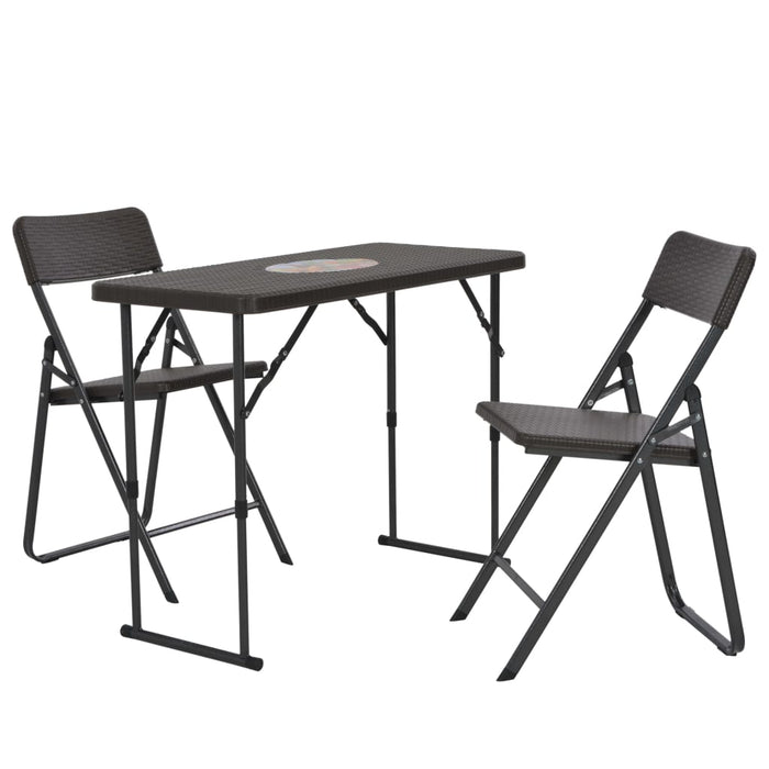 3-tlg. Bistro-Set Klappbar HDPE Braun Rattanoptik