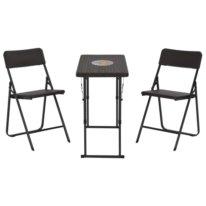 3-tlg. Bistro-Set Klappbar HDPE Braun Rattanoptik