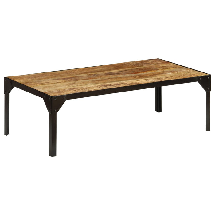 Coffee table Rough mango solid wood and steel 110 cm