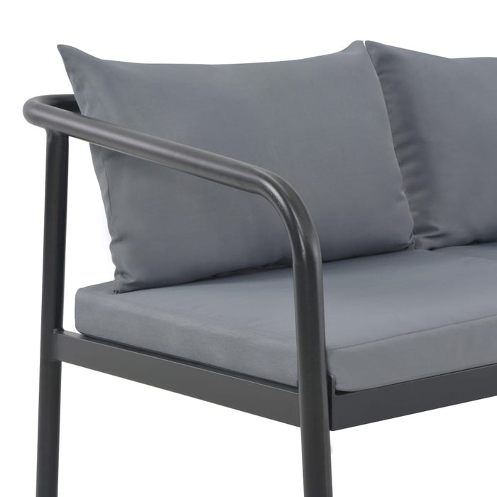 2-seater garden bench with gray aluminum cushions