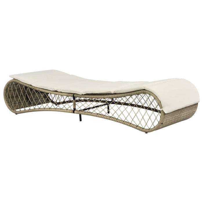 Sun lounger with cushion poly rattan gray