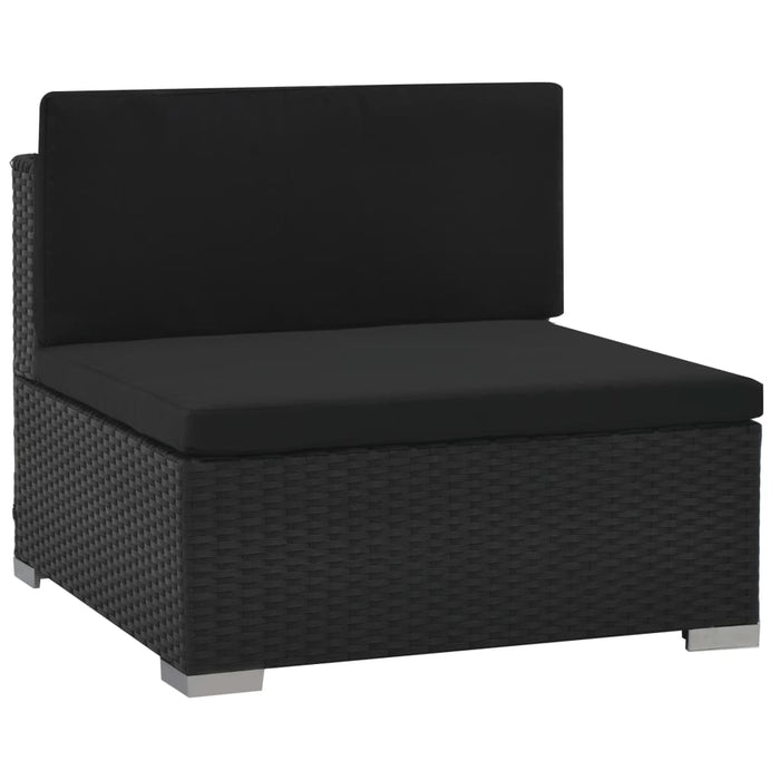 6-tlg. Garten-Lounge-Set mit Auflagen Poly Rattan Schwarz