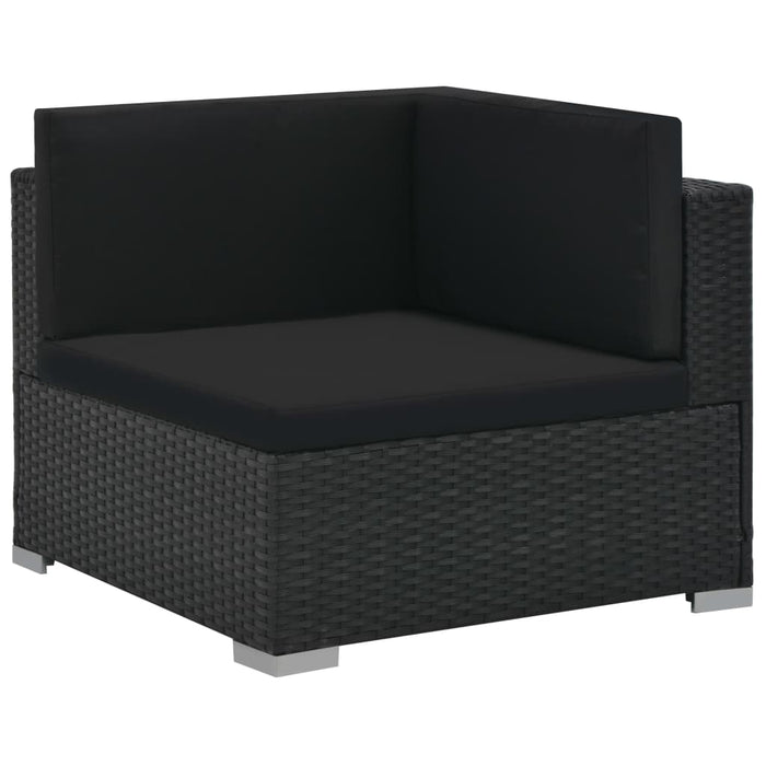 6-tlg. Garten-Lounge-Set mit Auflagen Poly Rattan Schwarz