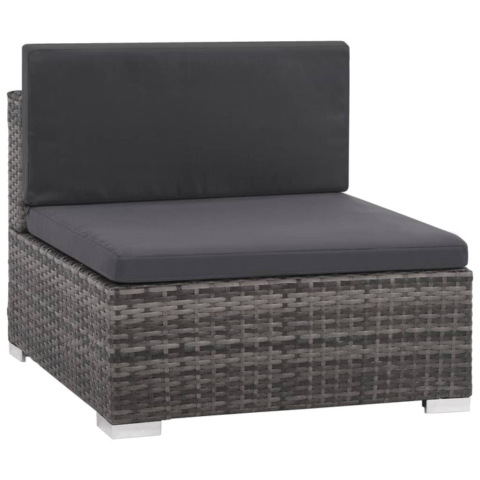 8-tlg. Garten-Lounge-Set mit Auflagen Poly Rattan Grau