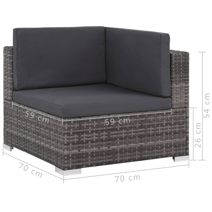8-tlg. Garten-Lounge-Set mit Auflagen Poly Rattan Grau