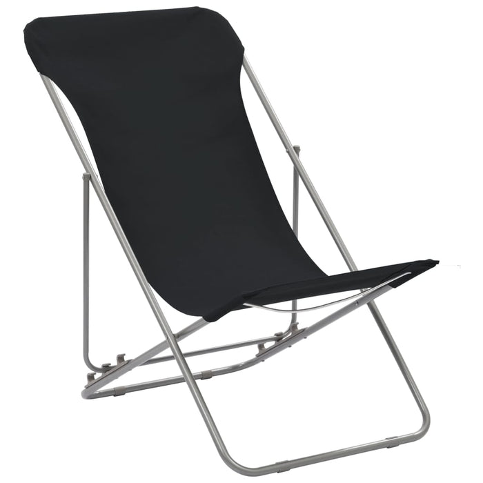 Folding beach chairs 2 pcs. Steel and Oxford fabric Black