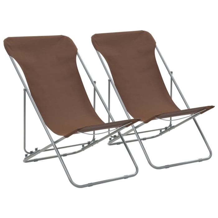 Folding beach chairs 2 pcs. Steel and Oxford fabric Brown