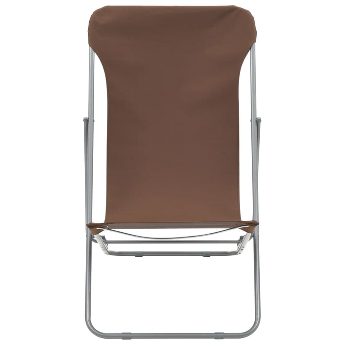 Folding beach chairs 2 pcs. Steel and Oxford fabric Brown