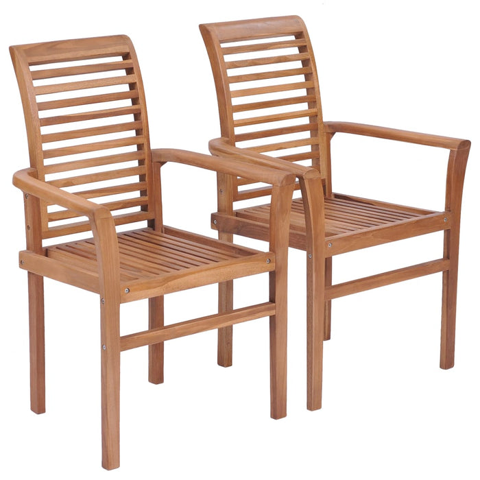 Dining room chairs stackable 2 pieces. Solid teak wood