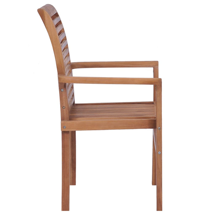 Dining table chairs 4 pieces. Stackable teak solid wood
