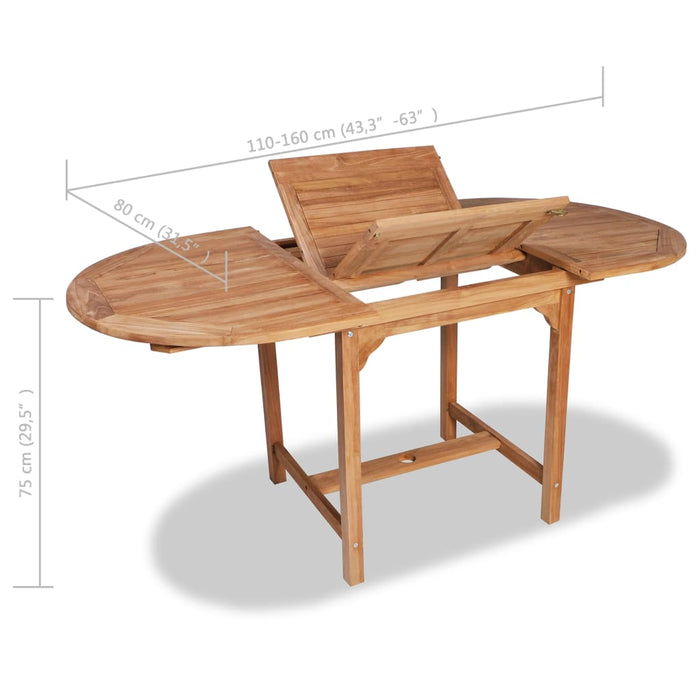 Extendable garden table (110-160)x80x75 cm solid teak wood