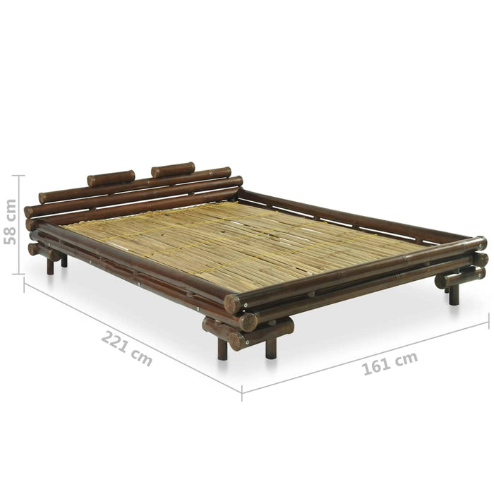 Bed frame dark brown bamboo 140×200 cm