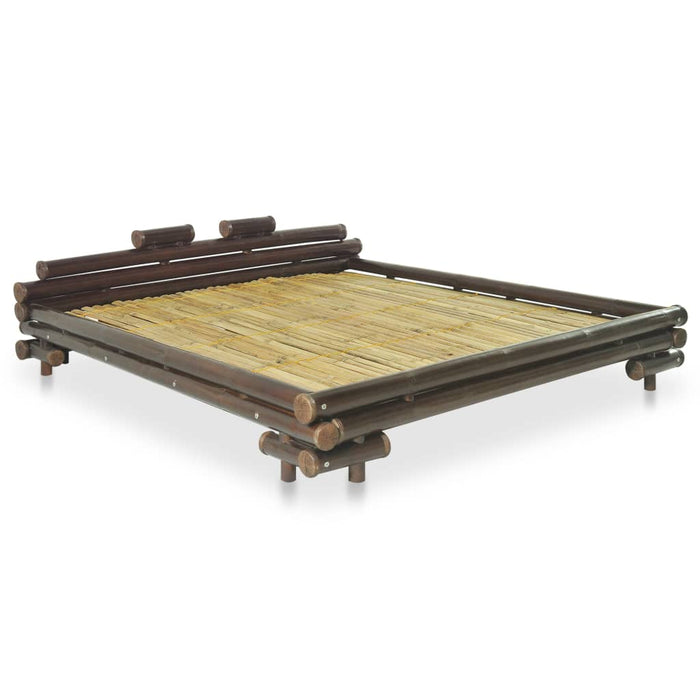 Bed frame dark brown bamboo 160×200 cm