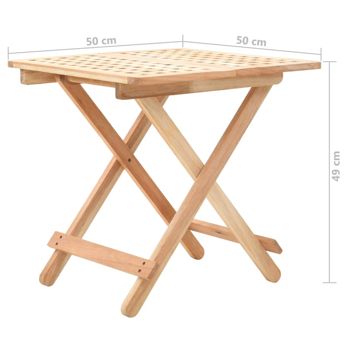 Folding side table solid walnut wood 50x50x49 cm