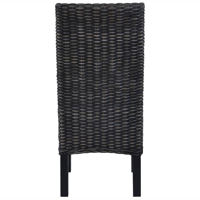 Dining room chairs 6 pcs. Black Kubu rattan and mango wood