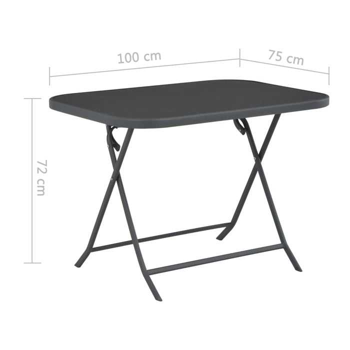 Folding garden table gray 100 x 75 x 72 cm glass and steel