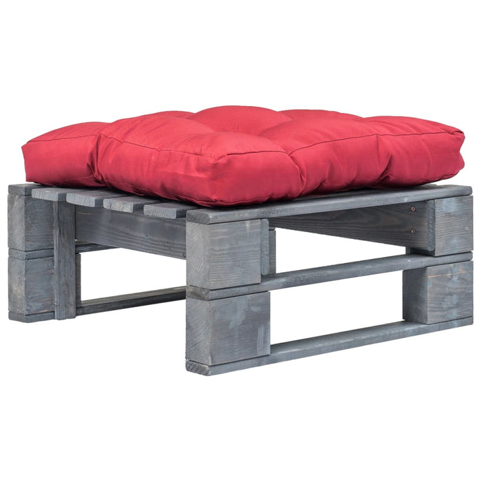 Outdoor-Ottomane Paletten mit Kissen in Rot Holz Grau