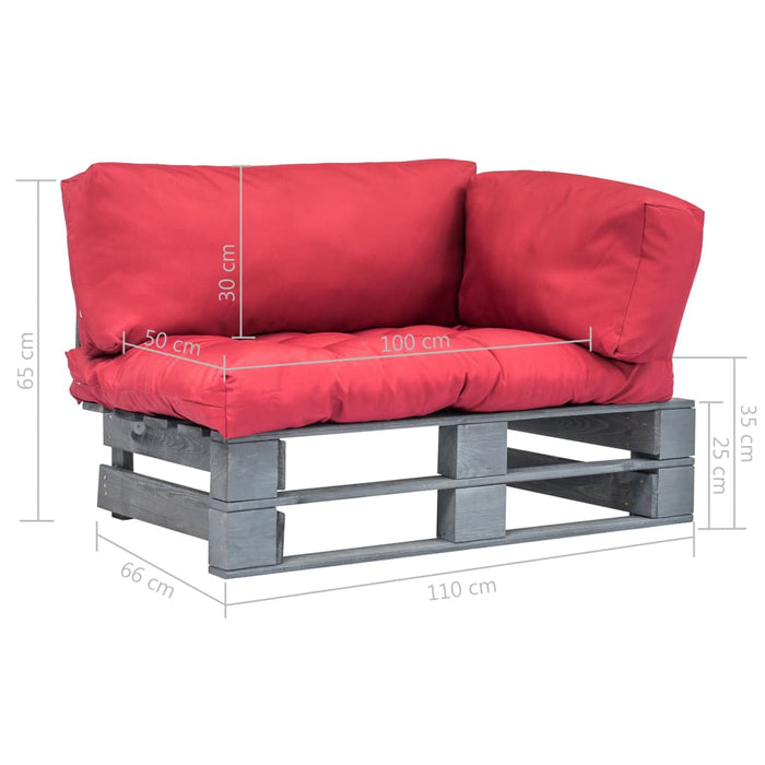 Outdoor-Sofa Paletten mit Kissen in Rot Kiefernholz