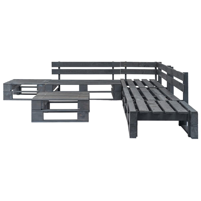 6-tlg. Outdoor-Lounge-Set Paletten mit Kissen in Grau Holz