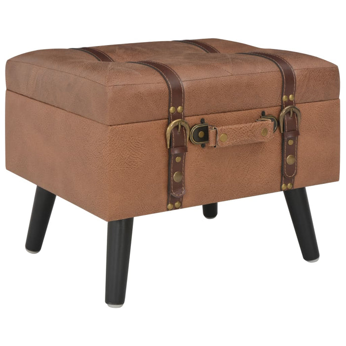 Stools with storage space 3 pcs. Brown faux leather