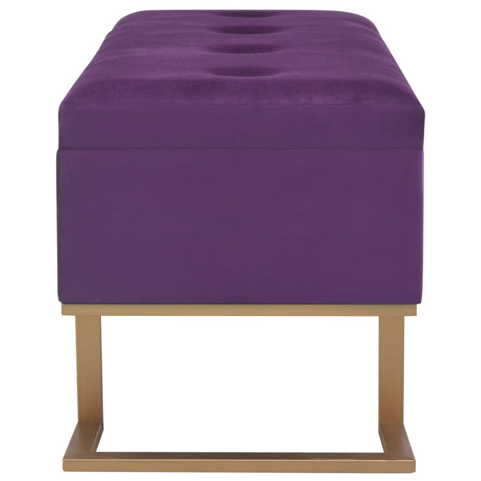 Bench with storage compartment 105 cm purple velvet
