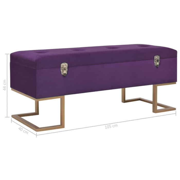 Bench with storage compartment 105 cm purple velvet