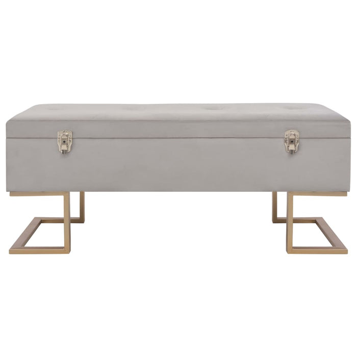 Bench with storage compartment 105 cm gray velvet