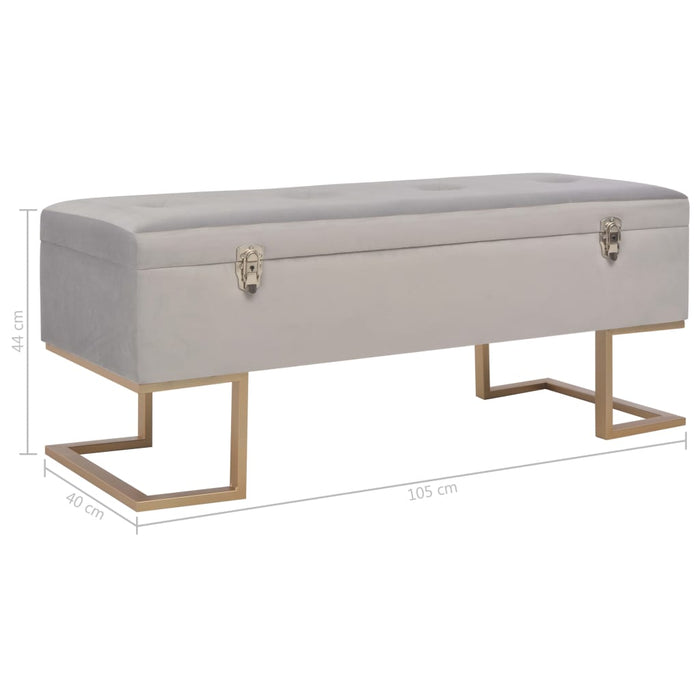 Bench with storage compartment 105 cm gray velvet