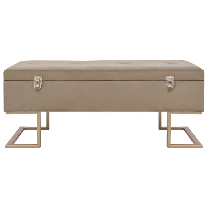 Bench with storage compartment 105 cm beige velvet
