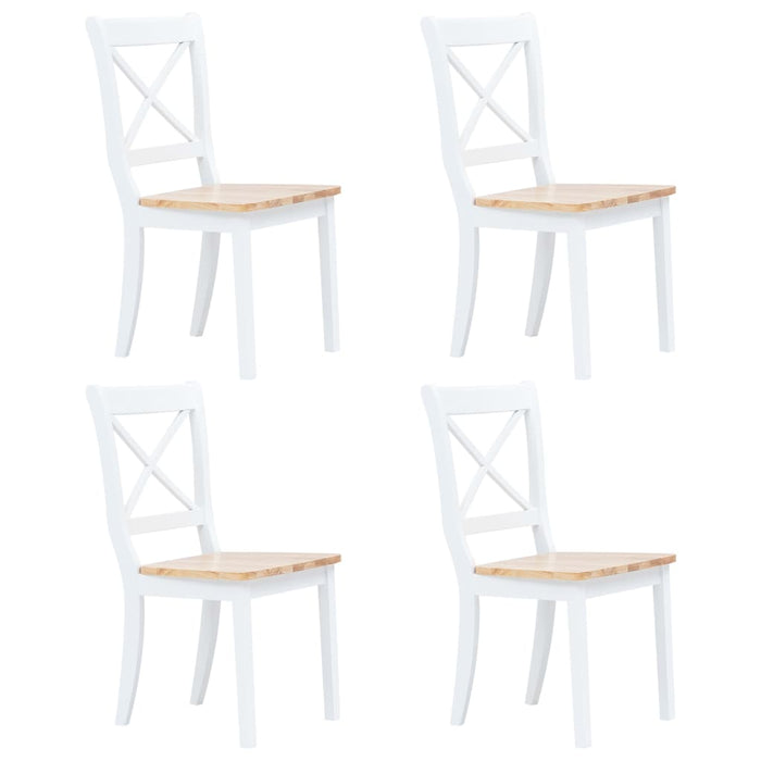 Dining Room Chairs 4 Pcs White Light Wood Solid Wood Rubber Tree