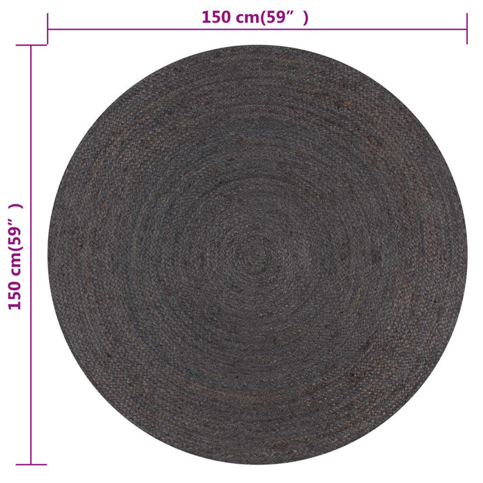 Carpet Handmade Jute Round 150 cm Dark Gray