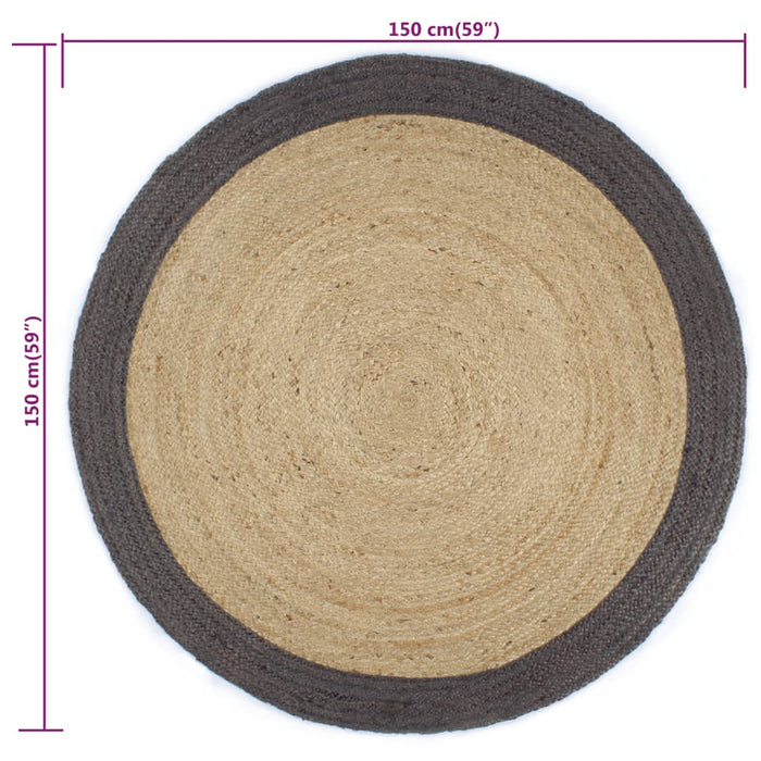 Teppich Handgefertigt Jute mit Dunkelgrauem Rand 150 cm