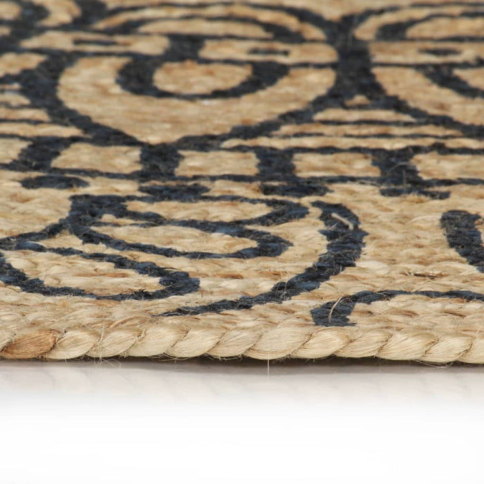 Teppich Handgefertigt Jute mit Dunkelblauem Aufdruck 150 cm