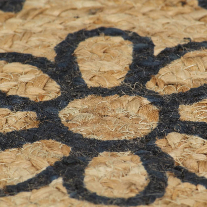 Teppich Handgefertigt Jute mit Dunkelblauem Aufdruck 150 cm