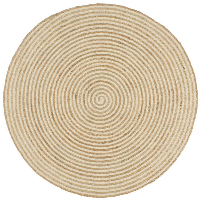 Handmade Jute Rug with Spiral Design White 150 cm