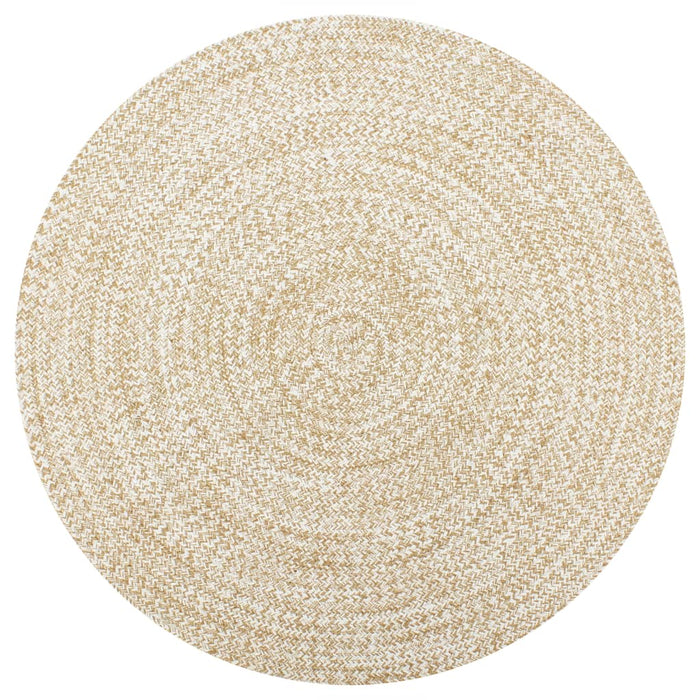 Carpet Handmade Jute White and Natural 150 cm