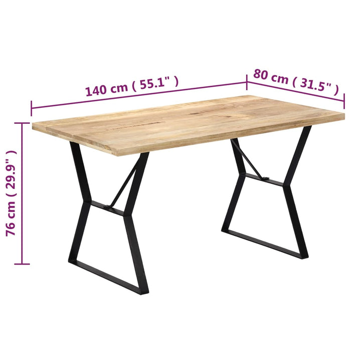 Dining table 140 x 80 x 76 cm solid mango wood