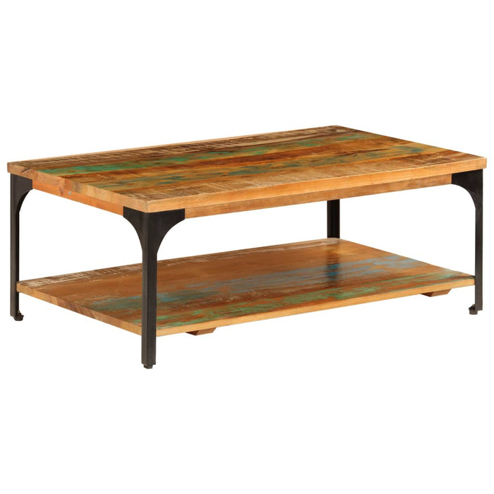 Coffee table with shelf 100x60x35 cm reclaimed solid wood
