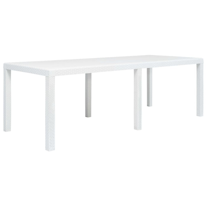 Garden table white 220 x 90 x 72 cm plastic rattan look