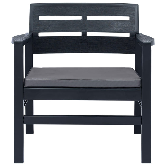 3-tlg. Garten-Essgruppe Anthrazit Kunststoff