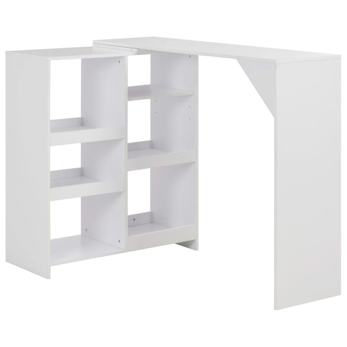 Bar table with movable shelf white 138x39x110 cm