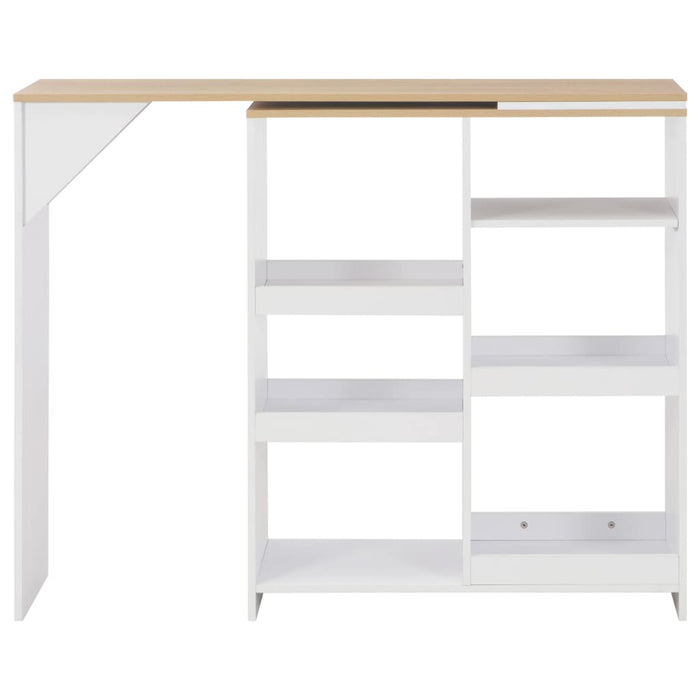 Bar table with movable shelf white 138x39x110 cm