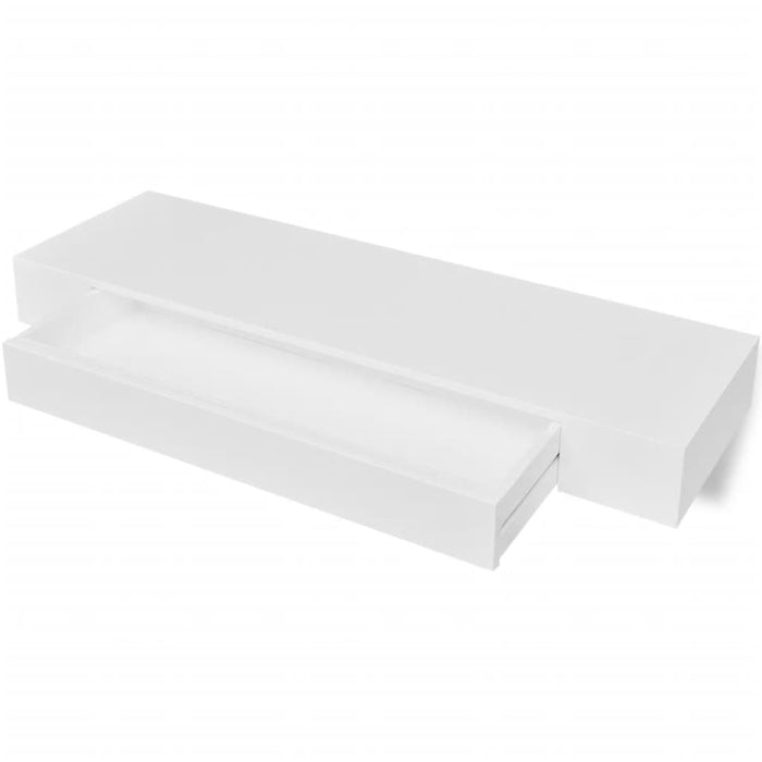 Wall shelf hanging shelf with drawers 2 pieces white 80 cm